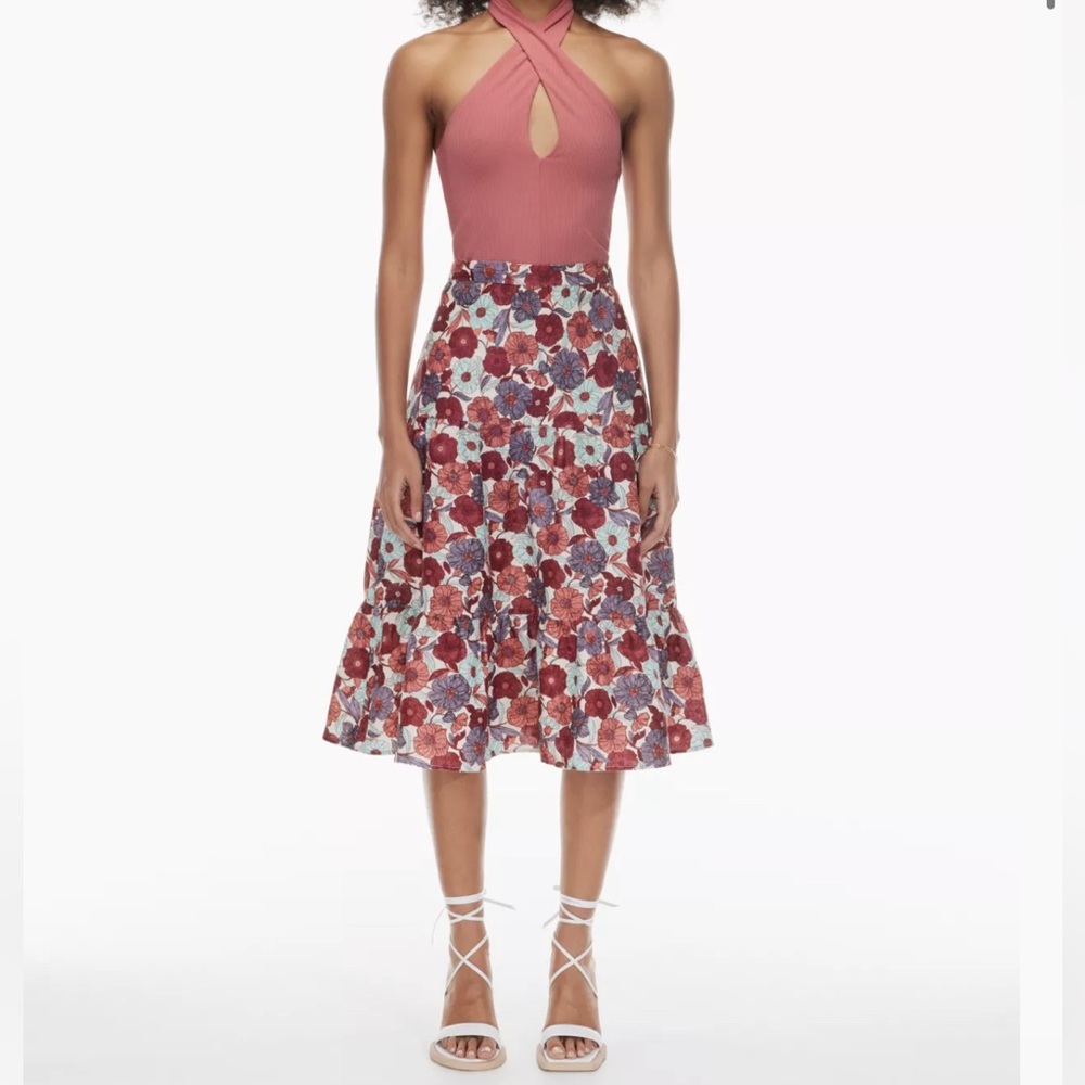 Aritzia Wilfred Atone Floral Boho  Summer Party New Casual Vacation Skirt Sz 4